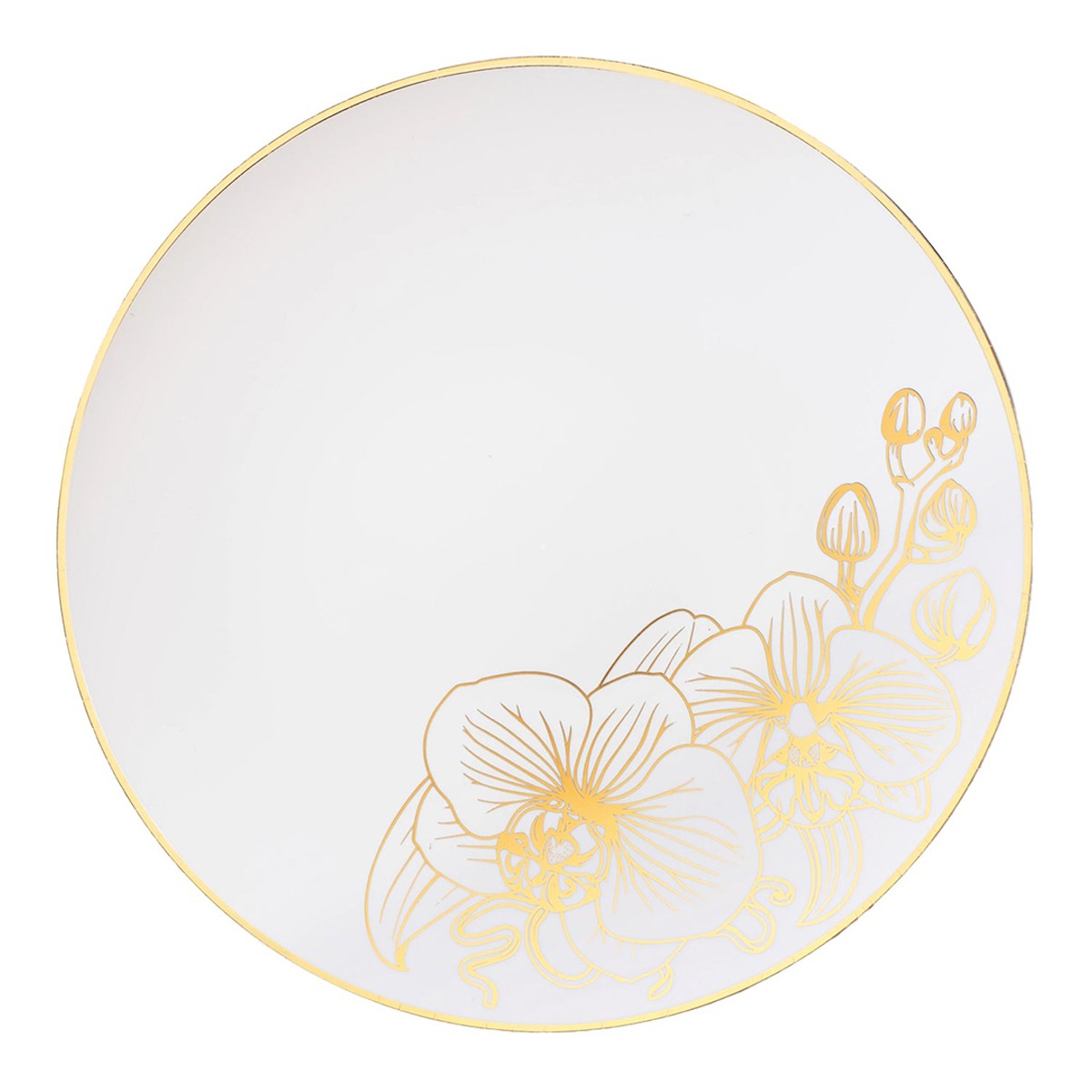 Orchid Royal Blue and Gold Round Plastic Dinner Plates 10
