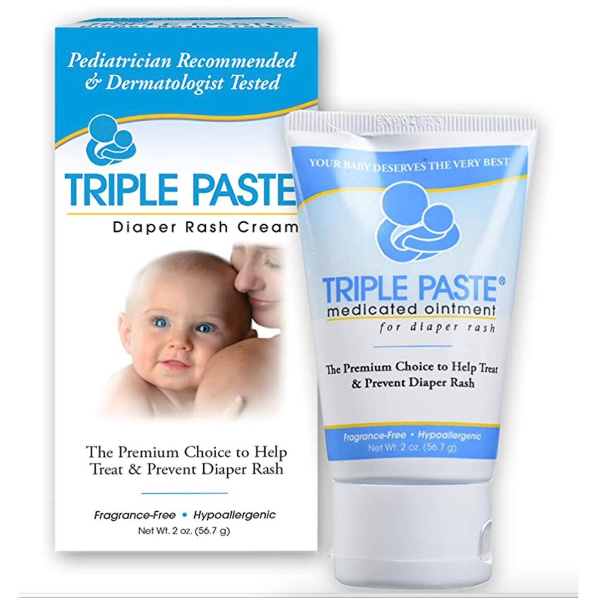 3 Triple Paste Ointment 2 oz Treat & Prevent Diaper Rash Hypoallergenic Ex  02/25