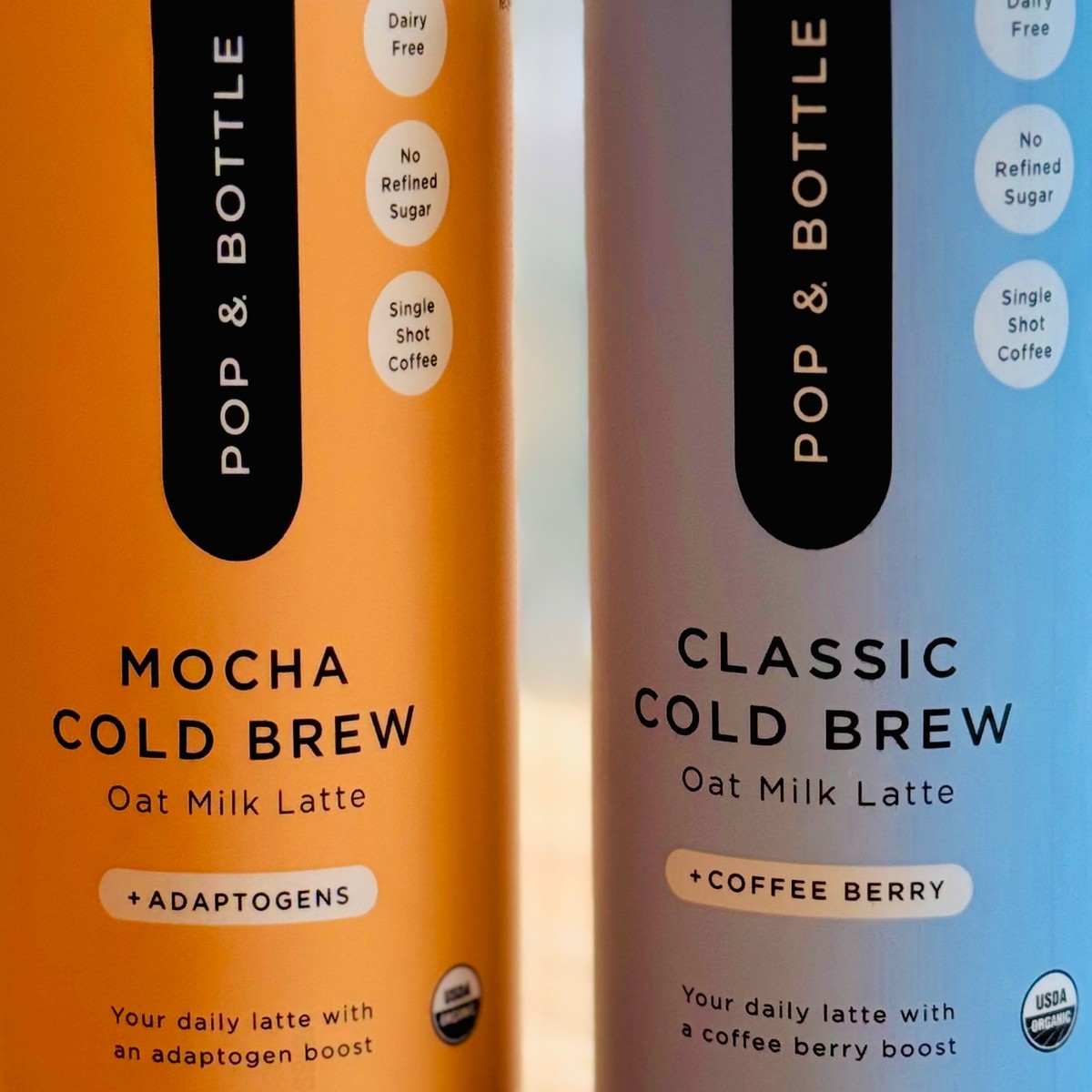 Pop & Bottle, Oat Milk Classic Lattes - Cold Brew, Coffee Berry, MCT Oil,  Organic, Dairy Free, Gluten Free, Vegan, Great as Iced Coffee, Lightly