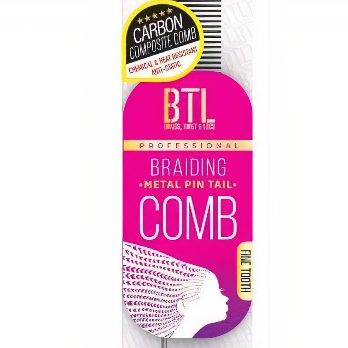 BTL Braiding Metal Pin Tail Styling Comb Chemical and Heat Resistance