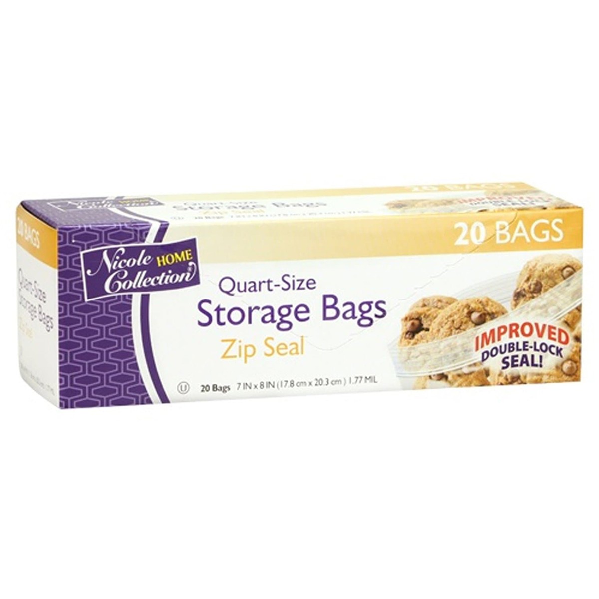 Nicole Home Collection Slide Freezer Storage Bag Quart Size per Box 12 Pieces