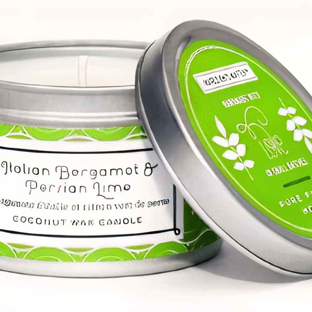 4.4 oz Medium Silver Tin Italian Bergamot/Persian Lime Coconut Wax