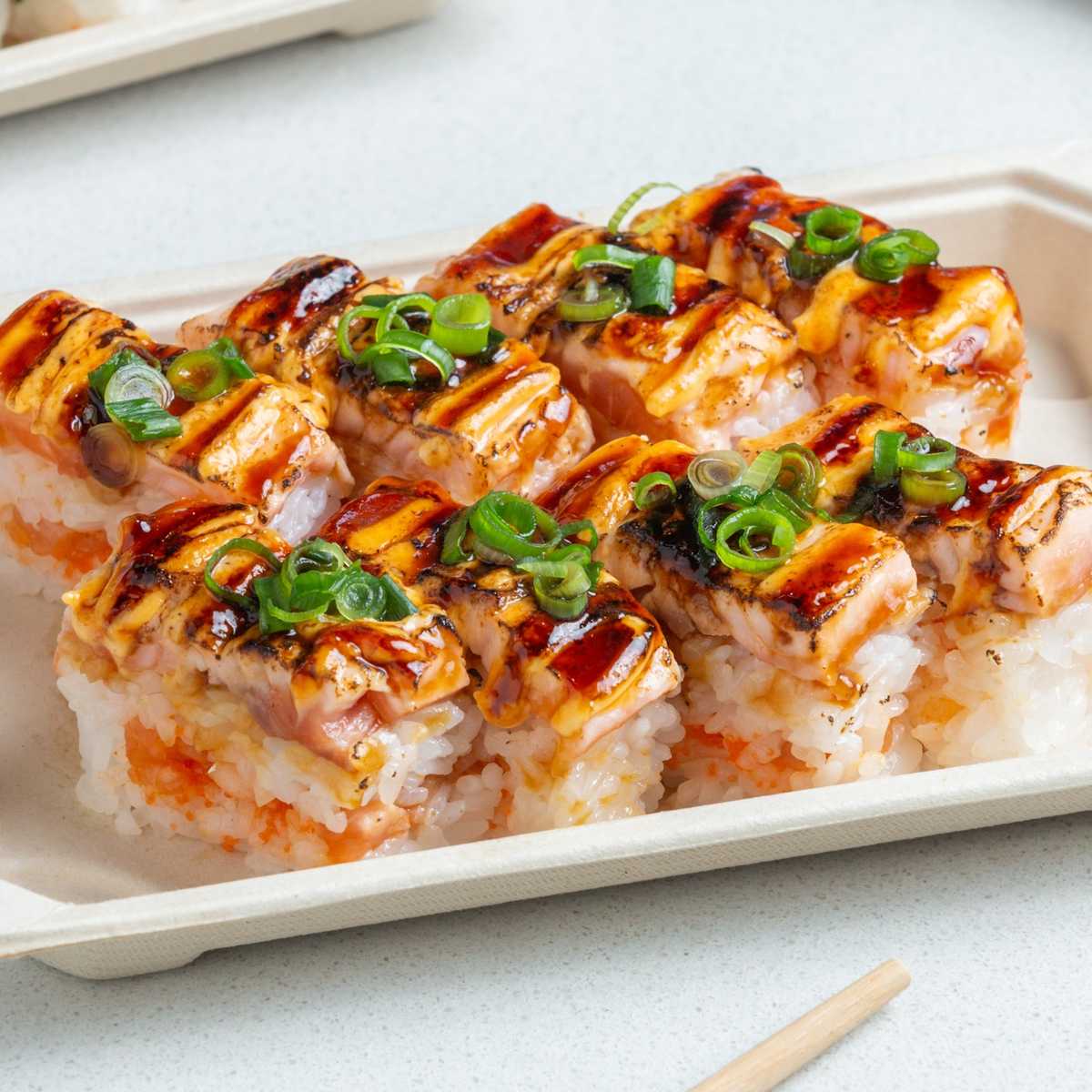 Nigiri sushi king salmon spicy aburi Aburi Salmon