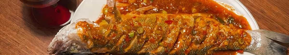 Braised Whole Sea Bass in Soy Bean Paste 豆瓣海鲈全鱼