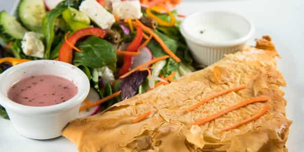 Baked Spinach Pie with Greek Salad