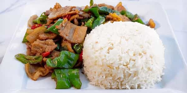 Stir Fried Pork with Green Pepper Rice Bowl