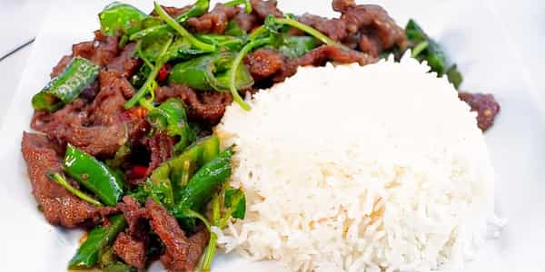 Stir Fried Beef with Chinese Celery Rice Bowl