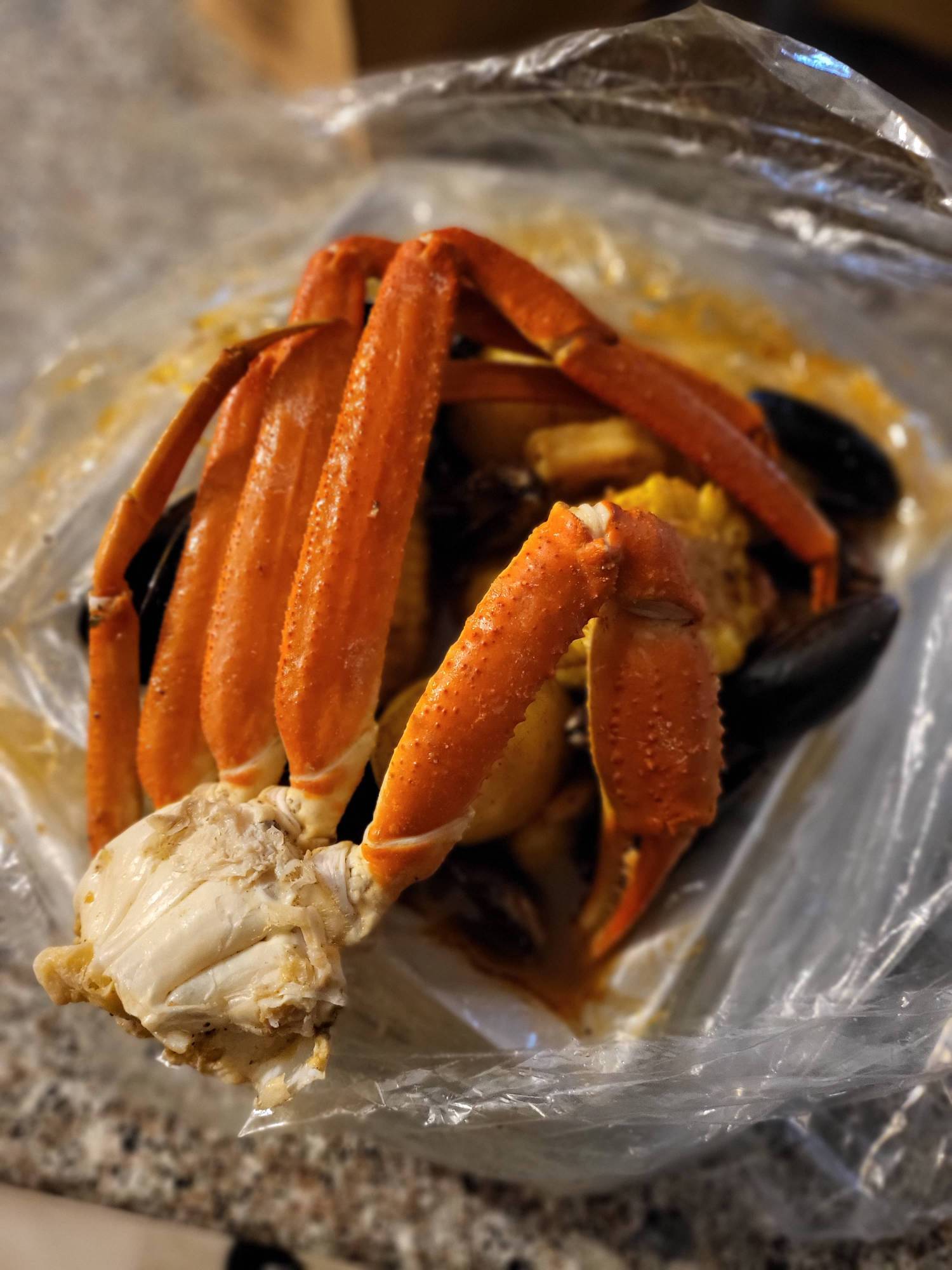 The Sauce Boiling Seafood Express makes quick-service bagged